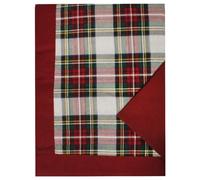 Russo Tessuti Servizio da Tavola Tovaglia + Tovaglioli Scozzese Tartan Natale Natalizia -Panna-18 POSTI Panna