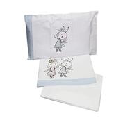 Russo Tessuti Set 3 Pezzi Completo Lenzuola Cotone Culla Lettino LIUJO Baby Innamorati Liu Jo -Celeste-Culla Passeggino