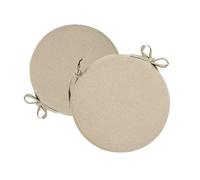 Russo Tessuti Set 6 Cuscini Coprisedia Cucina Sgabelli Rotondi Lacci Double Face Sfoderabili-Beige