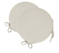 Russo Tessuti Set 6 Cuscini Coprisedia Cucina Sgabelli Rotondi Lacci Double Face Sfoderabili-Panna