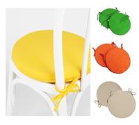 Russo Tessuti Set 6 Cuscini Coprisedia Cucina Sgabelli Rotondi Lacci Double Face Sfoderabili Rotonda Nocciola