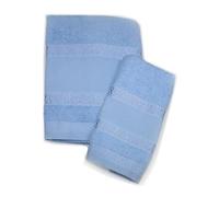Russo Tessuti Set Asciugamani 1+1 Spugna Cotone Viso Ospite RICAMABILI Fascia Aida Punto Croce-Celeste