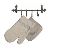 Russo Tessuti Set Completo 2 Pezzi Guantone Presina Tinta Unita Strass Kristal Cucina Chic-Beige