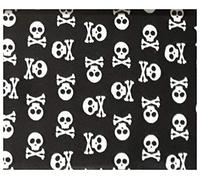 Russo Tessuti Tessuto Percalle 100% Cotone Teschi Skull & Bone Nero Mascherine 50x140