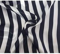 Russo Tessuti Tessuto Raso Carnevale Costume Righe Bianco Nero Strisce 100x140cm