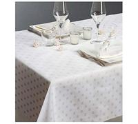 Russo Tessuti Tovaglia Copritavolo Maxi 100% Cotone Fiandra Damascato Maestri COTONIERI Damina-Bianco-24 POSTI