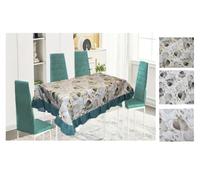 Russo Tessuti Tovaglia Home Decor Copritavolo Antimacchia Plastificata Foglia Oro Ginevra 6 POSTI Grigio