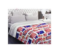 Russo Tessuti Trapuntino Copriletto Singolo Matrimoniale Fantasy Bandiera Londra Inglese-Matrimoniale