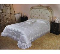 Russo Tessuti Trapuntino Letto Matrimoniale Sposa Bella Pizzo Bianco Cuscini Fiocco