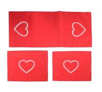 Russo Tessuti Tris Centri Centrini Centro Runner Paris Love Cuori Cuoricini Shabby Consolle-Cuore Rosso