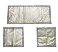 Russo Tessuti Tris Centri Centrini Runner Rasita Strass Brillantini Tinta Unita Lurex-Panna