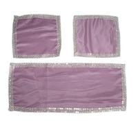 Russo Tessuti Tris Centri Centrini Runner Rasita Strass Brillantini Tinta Unita Lurex-Rosa