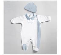 Russo Tessuti Tutina Onesie Cappellino Ciniglia Baby Liu-Jo Lurex LJ Ricamo Rosa Azzurro -Azzurro-3 Mesi