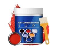 Rust Conversion Paint, MultiFunctional Water-Based Metal Rust Remover with Brush, Colour Steel Tile Renovation, for Metal, Car, Fences, Industrial Equipment (Red,300G)