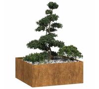 Rust Planter Corten Steel 100x100x40 cm Outdoor Garden Planters Box with Open Bottom Design for Patio Balcony Decorative Flower Pot
