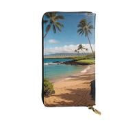 Rust - Portafoglio da donna in pelle con mappa del mondo, carino pochette da donna, minimalista, impermeabile, Kauai Hawaii Seashore, Taglia unica
