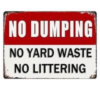 Rust Resistant Aluminum Private Property Sign Vintage Design No Dumping HD Graphic Print Decorative For Yard Gate Fence Post 8 X 12 in