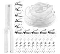 Rustark 1 rotolo da 9,1 m #5 di nylon bianco, kit assortito, cerniere per cucire bobina di nylon nastro cerniera rotolo con cursori per cerniera e fermi per cerniera per cucire borse artigianali fai