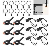 Rustark 22 clip elastiche per sfondo, clip per foto, kit assortito con clip per tende, anelli per fondale, grandi morsetti a molla per sfondo, clip per fotografia, video, studio fotografico, sfondo