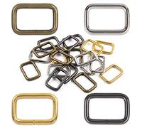 Rustark 60 anelli rettangolari in metallo da 25 mm, assortiti, 4 colori, resistenti, per borse, borse, cinghie, cinture, accessori fai da te, macramè (argento, oro, bronzo, nero pistola)