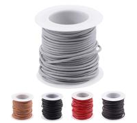 Rustark Bobina di cordoncino rotondo in pelle morbida da 10 metri x 2 mm, grigio chiaro, per collane, bracciali, lacci delle scarpe, artigianato, creazione di gioielli