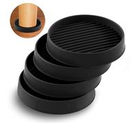 Rustark Coppe rotonde in gomma nera, 75 mm, 4 pezzi, 75 mm, antiscivolo, quadrate, per mobili, sottobicchieri, pavimenti in legno duro, antiscivolo, quadrati, per letto, divano, tavoli, sedie