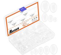 Rustark Kit assortito di 110 mattonelle ovali in vetro trasparente, 5 misure, cabochon in vetro trasparente, non calibrate, grandi, per artigianato, ciondoli, immagini, gioielli, anelli