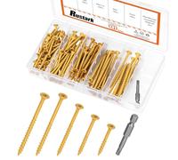 Rustark Kit di 131 viti assortite in 5 misure, con punta a stella T25 Torx a stella con testa a stella, viti per legno per esterni, viti per legno per progetti in legno