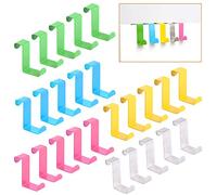 Rustark Kit di 25 ganci sopra la porta, rosa, 5 colori, in metallo, reversibili, a doppio lato, a forma di Z, per cucina, bagno, camera da letto, armadio (rosa, blu, giallo, verde, argento)