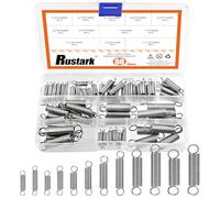 Rustark Kit di 60 molle di estensione in acciaio inox di 12 misure, assortite, molle meccaniche con estremità a gancio, piccola molla di tensione a molla per riparazioni domestiche in negozio fai da
