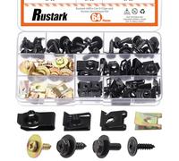 Rustark Kit di 64 viti assortite per dadi a U per auto e bulloni per il corpo e kit di clip per paraurti per parafango vite u dado di fissaggio per auto universale
