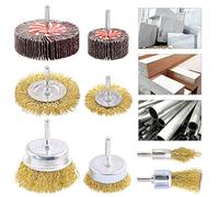 Rustark, kit di 8 punte per trapano con setole rivestite in ottone e 2 rotelle abrasive con grana 80 per rimuovere la ruggine e lucidare la vernice