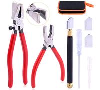 Rustark, set di 3 pinze per la corsa in vetro e taglierina di classe, strumento per il taglio di vetro resistente con punta in gomma, ideale per vetrate, mosaici, fusione, rottura