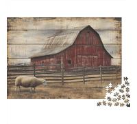 Rustic Barn Scene Puzzle 1000 Pezzi Per Anziani Attività Domestiche Allenamento Mentale Made in Europa Sviluppo Della Concentrazione Cartone Di Alta Qualità 70x50cm/1000pcs