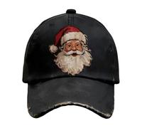 Rustic Baseball Hat - Christmas Black Vintage Cap, Christmas Santa Claus Printed Baseball Hat | Funny Adjustable Elastic Strap Dirty Looks Cap for Men, Women, Daily Travel Outdoor Camping Hiking, Gift