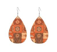 Rustic Boho Mandala Geometric Patchwork Orecchini A Goccia In Finta Pell Lussuoso Orecchini In Finta Pelle Moda Ciondolo Con Pendente A Goccia Per Uso Quotidiano Matrimoni Balli