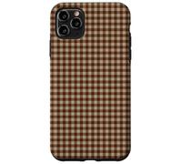 Rustic Brown Taupe Gingham Fall Farmhouse Aesthetic Custodia per iPhone 11 Pro Max