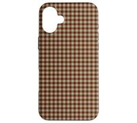 Rustic Brown Taupe Gingham Fall Farmhouse Aesthetic Custodia per iPhone 16 Plus