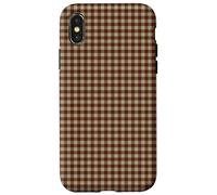 Rustic Brown Taupe Gingham Fall Farmhouse Aesthetic Custodia per iPhone X/XS