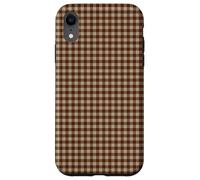 Rustic Brown Taupe Gingham Fall Farmhouse Aesthetic Custodia per iPhone XR