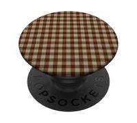 Rustic Brown Taupe Gingham Fall Farmhouse Aesthetic PopSockets PopGrip Adesivo