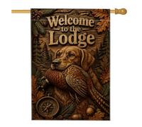 Rustic Cabin - Bandiera per cani da caccia, 71 x 101 cm | Tema rustico della cabina, bandiera del cortile, decorazione della cabina di caccia, sfondo di struttura del legno