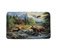 Rustic Cabin Eagle Bear Moose Deer Country Hunting Wild Animals Zerbino Asciugapassi Lavabile In Lavatrice Tappeti Da Bagno Trappola Sporco Tappeto Entrata Per Vasca Doccia Corridoio 40X60Cm