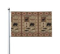 Rustic Cabin Wild Alce Cervo Orso Check Plaid Pattern Bandiera Stampata 3x5 Piedi, Giardino Cortile Prato Patio Casa Dormitorio, Decorazione per Interni ed Esterni per Feste - 587581690, Nero