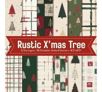 Rustic Christmas Tree Scrapbook Paper Craft Pad: 12 Vintage Designs, 36 Double-Side Sheets Printed on 8.5"x8.5" Size Paper. Perfect for X'mas Card ... Decoupage, Gift Wrapping, DIY, Album & More!
