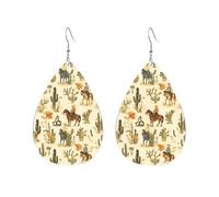 Rustic Cowboy And Cactus In Desert Orecchini Moda Orecchini In Pelle Leggera Accessori Per Feste Carnevale Decorazioni