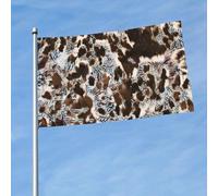 Rustic Cowhide Brown Teal Western Country Flag Con 2 Occhielli Bandiere Resistente Alle Intemperie Bandiera Da Giardino Per Balcone Decorazione Festival 3X5Ft