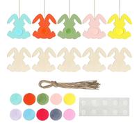 Rustic Easter Rabbits - Wooden Ornament Pack, 10 Piece Blank Figures with Design, Unfinished Craft Set with Style, Festive Home Decoration, Seasonal Supplies for Gardening, Indoor, Office