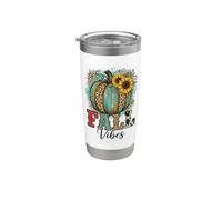 Rustic Fall Vibes Zucca Girasoli Stampa Leopardata Bicchiere termico in acciaio inox doppia parete