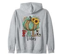 Rustic Fall Vibes Zucca Girasoli Stampa Leopardata Felpa con Cappuccio